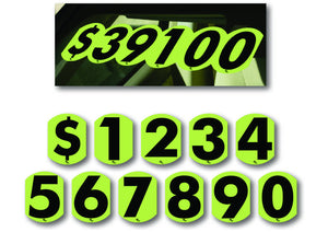 4" Bubble Numbers - Chartreuse & Black (#369)
