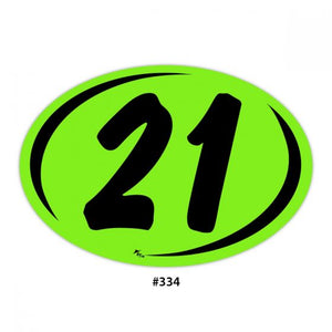 2 Digit Year Ovals - Chartreuse Green with Black (#334)