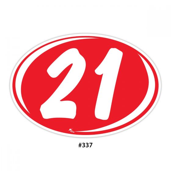 2 Digit Year Ovals - Red with White (#337)