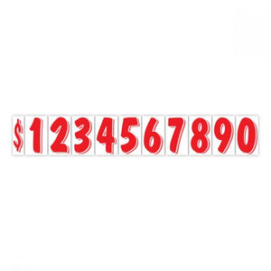 7.5" Windshield Numbers - White & Red (#360)