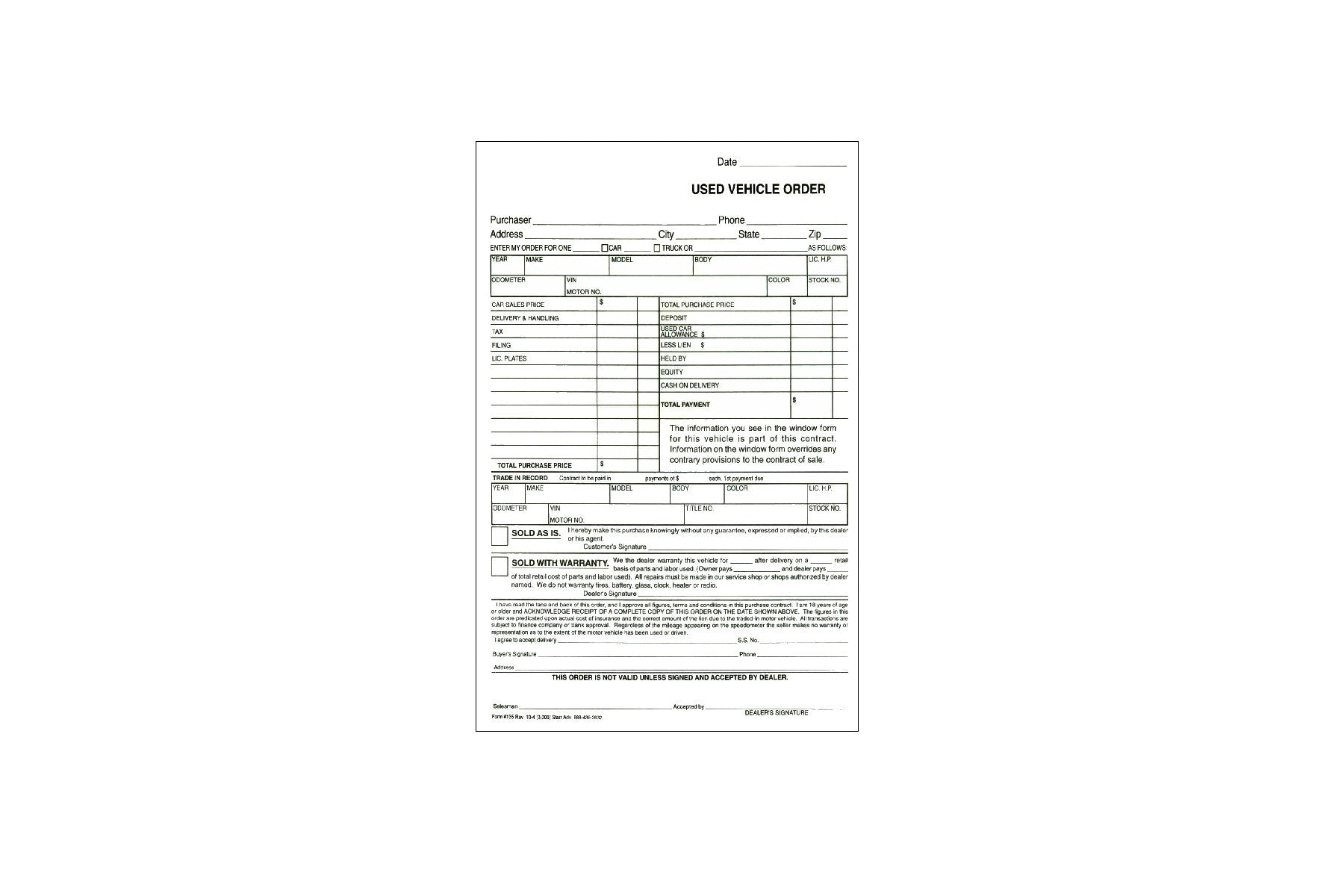 Used Vehicle Orders - (#135) – Starr Advertising