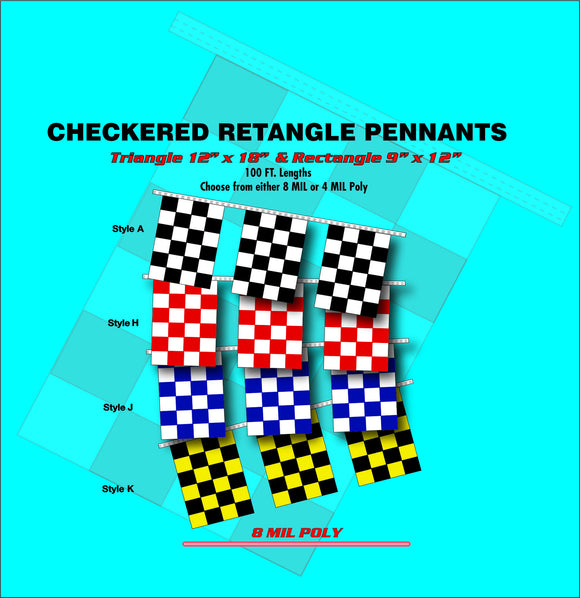 Checkered Retangle Pennants - PR 1008