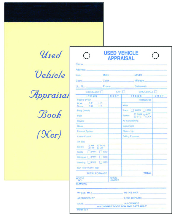 Used Vehicle Appraisal Pads (#SS-7)