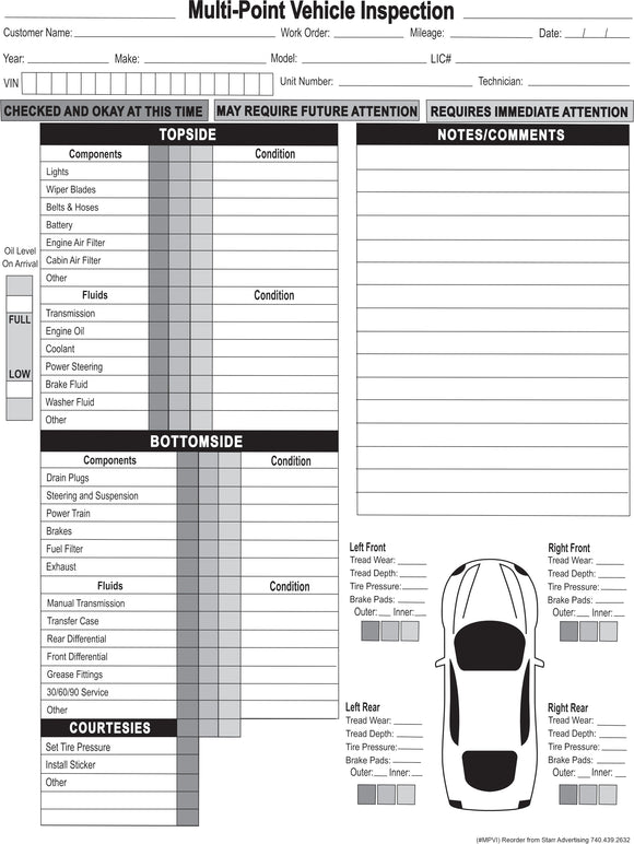 Multi-Point Vehicle Inspection Forms (#MPVI) – Starr Advertising